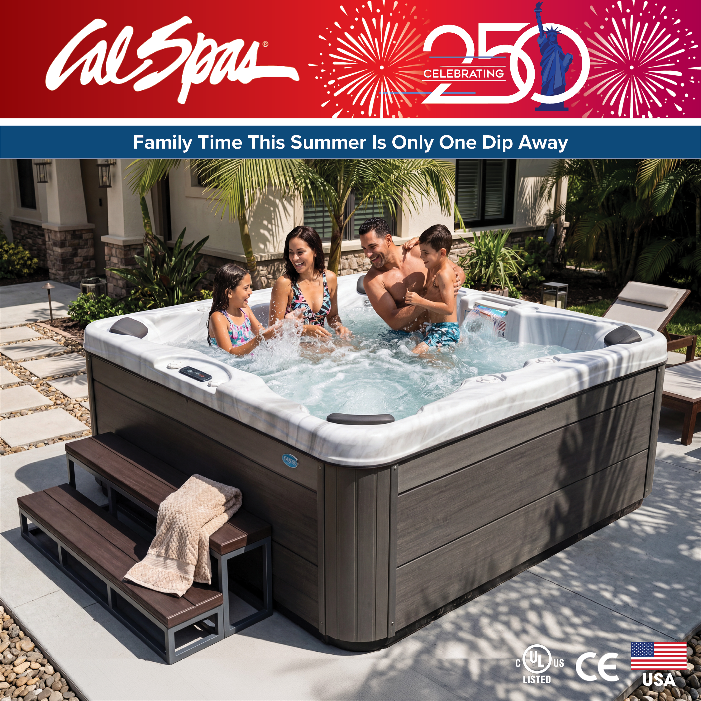 Calspas hot tub being used in a family setting - Midwest City